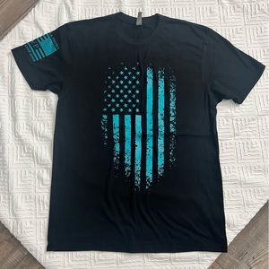 Men’s T shirt Black with Blue flag. Size M. Nice quality.